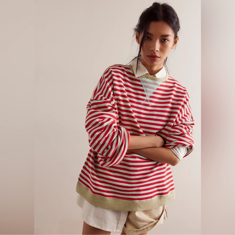 We The Free Classic Striped Oversized Crewneck